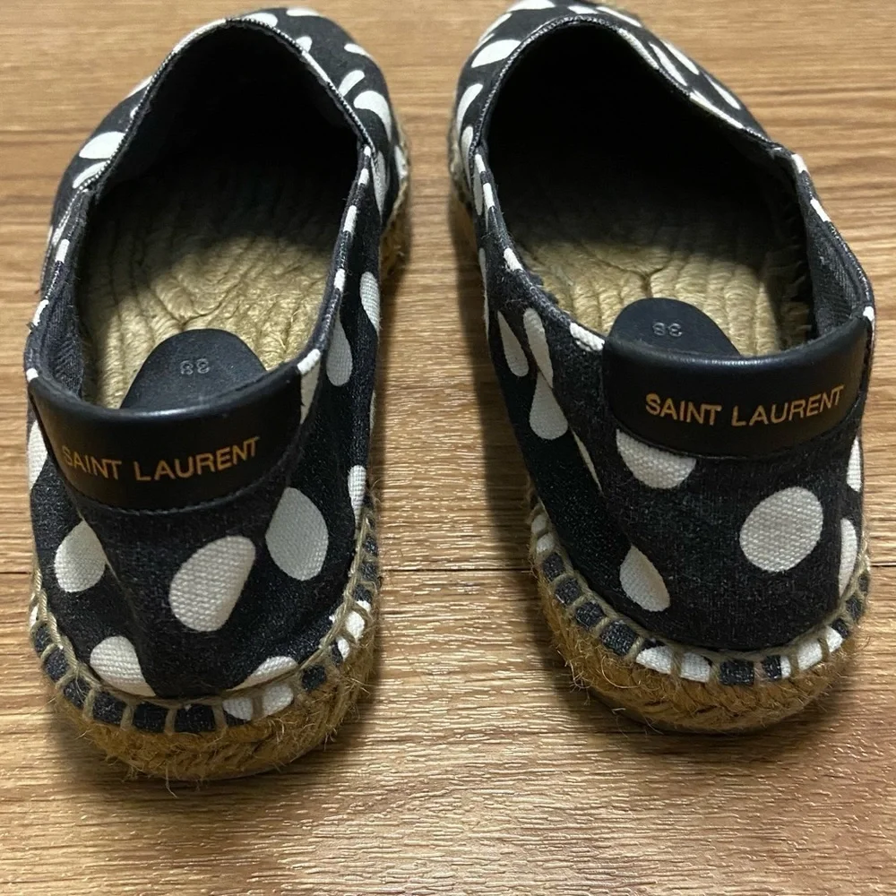 SAINT LAURENT polka dot Espadrille Flat